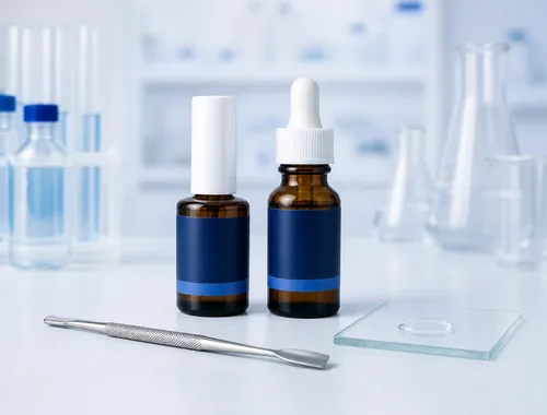 Amber suspension bottles with brush and dropper applicators