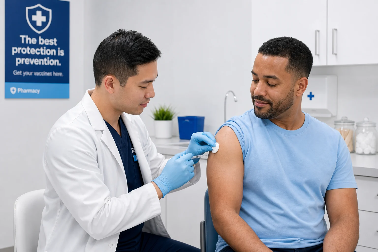 Pharmacist supporting a patient during an immunization visit