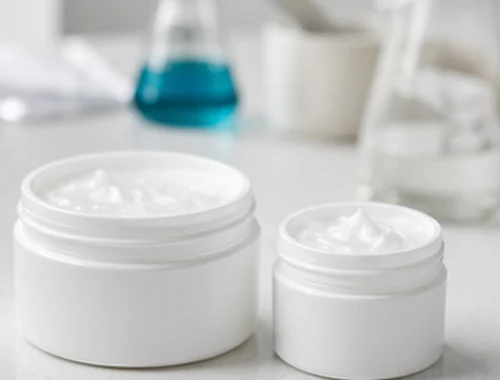 Custom compounded cream in pharmacy jars