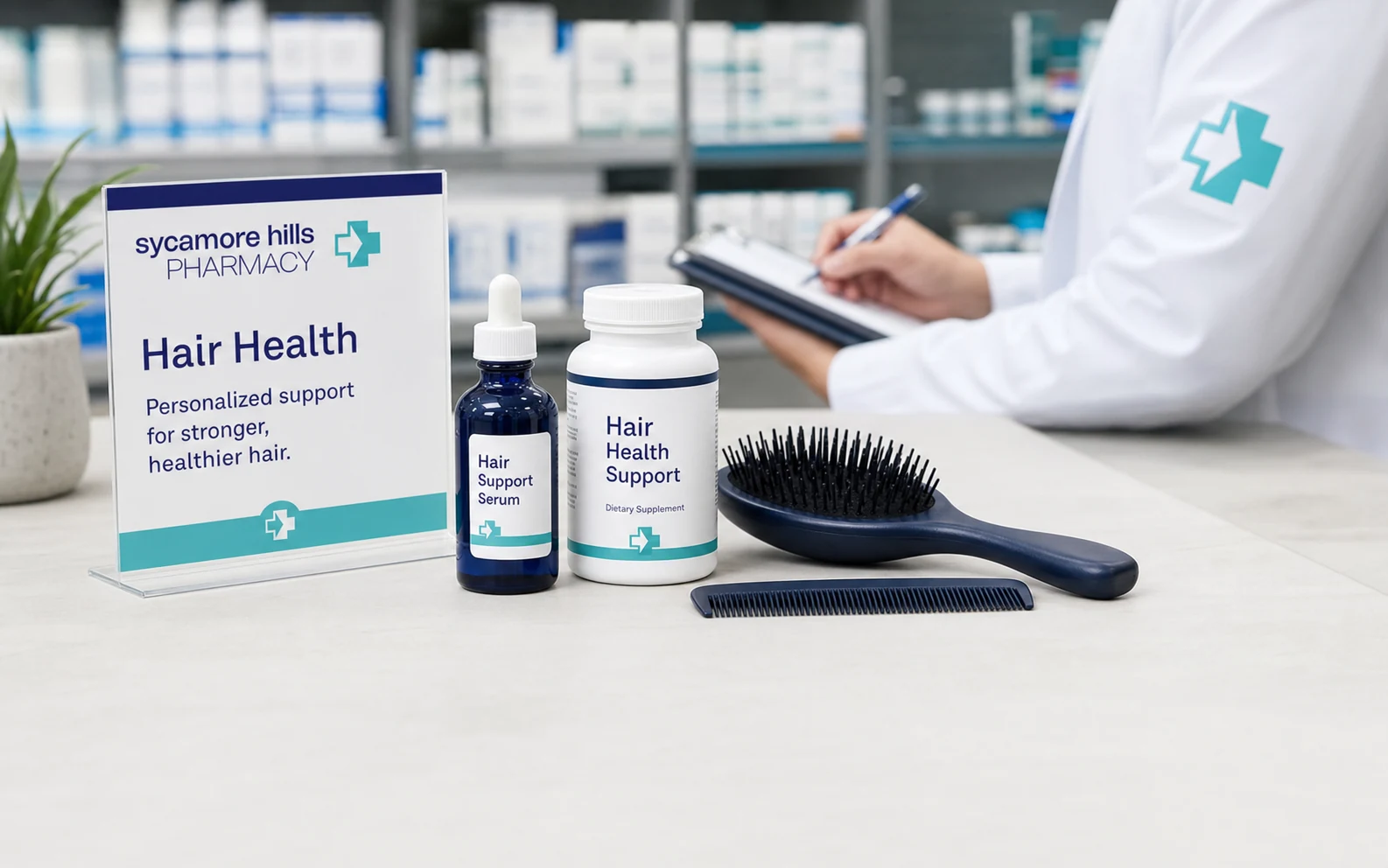 Hair health compounding products and scalp support supplies