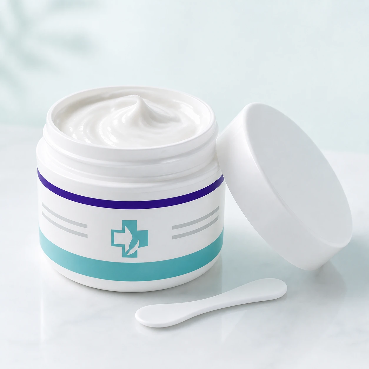 Topical pain cream applied near a knee joint